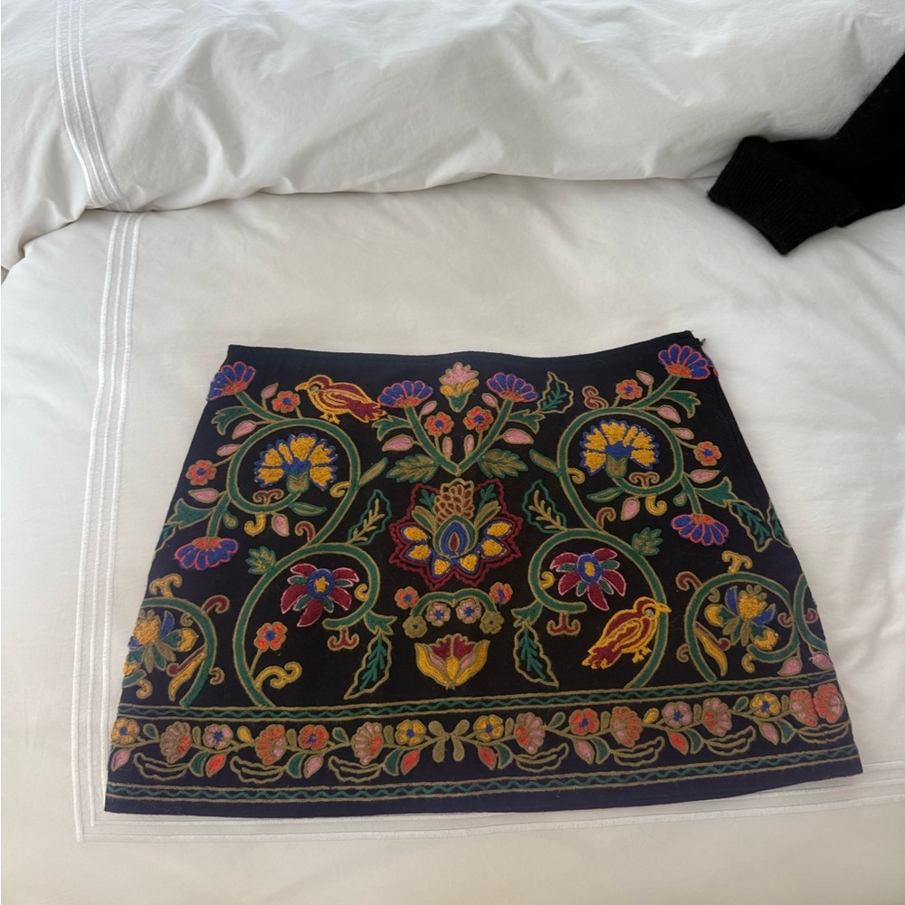 Zara Embroidered Black Skirt